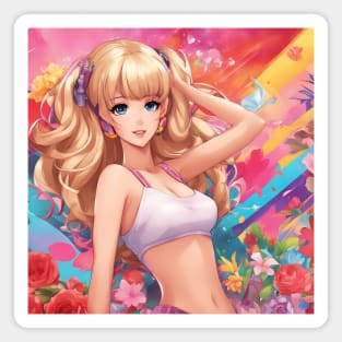 Workout Sporty  Rainbow Blonde Anime Fitness Girl Magnet